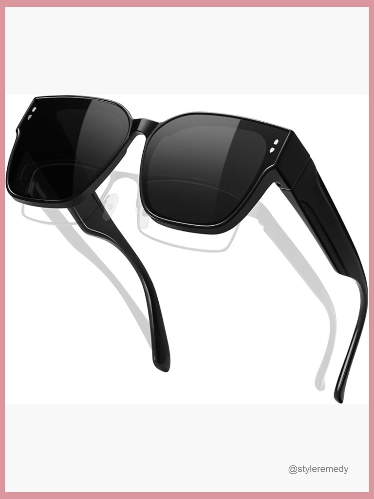Polarized Fit Over Glasses Sunglasses, Oversized Square Frame, Tr90 Material